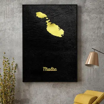 Golden Kort Malta Lærred Maleri Væg Kunst, Billeder, udskriver home decor Væg Plakat Dekoration Til stuen