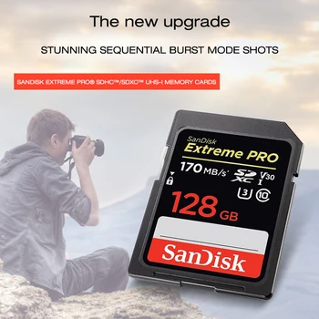 SanDisk Extreme Pro SD-Kort, SDXC-64g 128g 256g op til 170 MB/s UHS-jeg Class10 SDHC-32g op til 95MB/s hukommelseskortet 4K for SLR Kamera