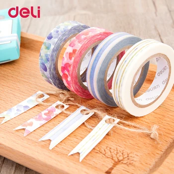 Deli 4 stk DIY Papir Dekorative klæbebånd søde Flolwer Washi Tape Masking Tape, Klistermærker Størrelsen 10 mm*10m kontorartikler