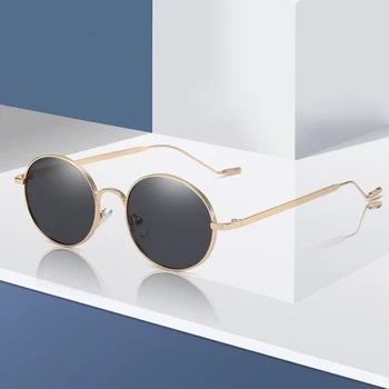 Brand Design Nye Mode Solbriller Kvinder Mænd Metal Runde solbriller Vintage UV400 Solbriller, Briller Nuancer Oculos de sol