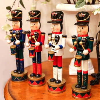 HT042-2 Nøddeknækkeren toy 30 cm fire farve tromler malet puppet Nøddeknækkeren soldater ornamenter fødselsdag Julegaver