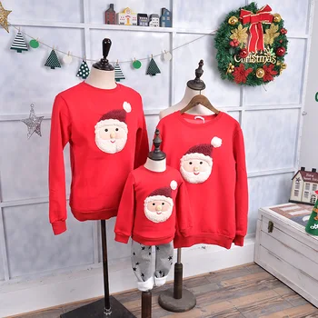 Nytår Jul Forældre-Barn-Trøjer Xmas Pyjamas Varm Santa Claus Elk Familie Matchende Udstyr Voksen Kids Sweatshirt Gave