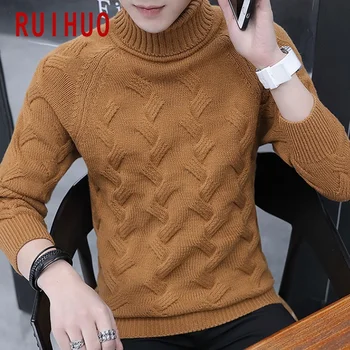 RUIHUO Solid Stribet Strikket Turtleneck Sweater Mænd Tøj Rullekrave Mænd Sweater Mode Pullover Mænds Trøjer M-2XL 2020