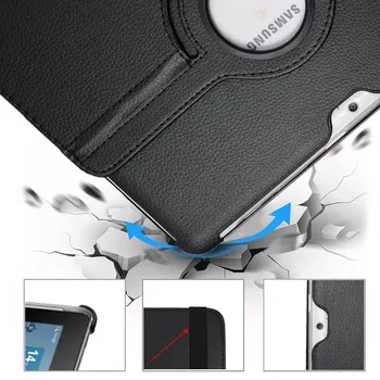 360 Roterende Case Cover Til Samsung Galaxy Tab 2 10.1 Tablet GT-P5100 GT-P5110 GT-P5113 PU Læder Stå forebyggelse af fald Sag