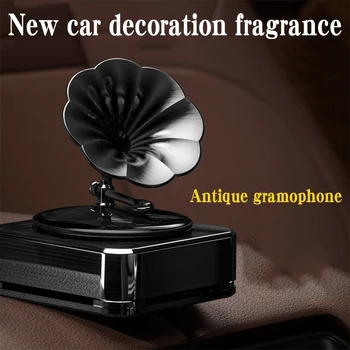 Antikke fonograf stil Bilen luftfrisker Solenergi Bil Parfume Duft Auto Rotation Luft Aromaterapi Aroma Bil Tilbehør