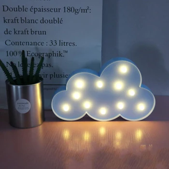 Dejlig Cloud-Stjernede Månen LED-3D-Light Night Light Søde Børn Gave Legetøj Til Baby, Børn, Soveværelse Dekoration Lampe Indendørs Belysning