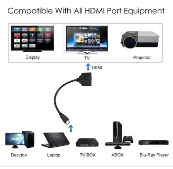 HDMI 2 til 1 Ud af at Skifte Kabel-Mand til Kvinde (M/k) 2 i 1 ud Adapter Omformer Magnetiske Lmmunity Overvåge Gameplayer Ikke Splitter