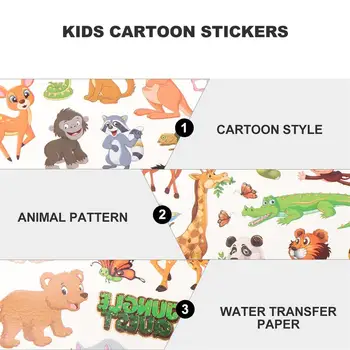 5 Ark Tegnefilm Dyr Tatoveringer Mærkat Vand, Transfer Papir Ansigt Mærkat Decals Kids Face Body Tattoo Mærkat For Børn Børn