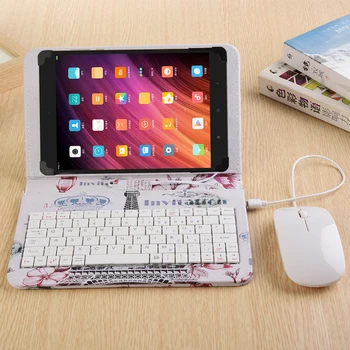 Universal PU Læder Stå Cover med Mikro-USB-Mus og Tastatur til Lenovo P8 Tab3 8 TB-8703F 8.0 Tablet PC