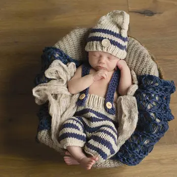 Nyfødte Baby Drenge Piger Søde Hæklede Strik Kostume Rekvisit Udstyr Foto Fotografering
