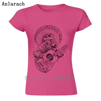Udskrivning Mexicanske Mariachi-Sang Skull T-Shirt Tøj, Kvinder T-Shirt i Bomuld Cool t-Shirt Korte Ærmer Plus Size XL