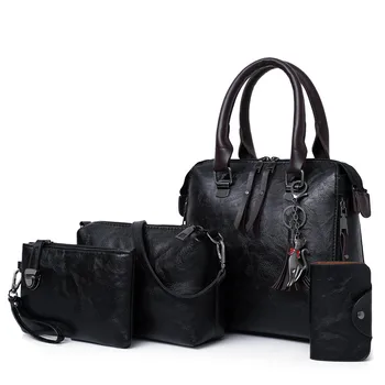 Fire sæt voks, olie pu læder taske damer håndtasker kvinder håndtaske designer håndtaske tasse lhigh kvalitet kvinde bag berømte sac a main