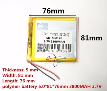 Bedste batteri mærke 3,7 V lithium polymer batteri 508176 507580 3800MAh PC, mobil strømforsyning mobile enhed