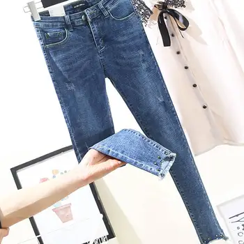 Jeans til Kvinder Slank Strække Høj Elastisk Skinny Jeans Vintage Sort Blå tynde Blyant Bukser, Kvinders Jeans,