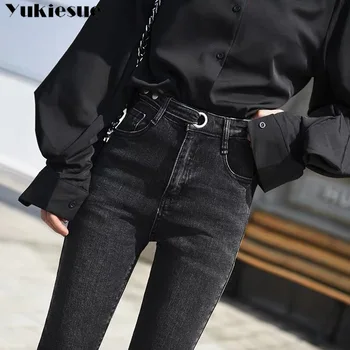 Push up Jeans kvinde Plus Size Casual høj talje sommer forår tynde Bukser, Slim Stretch Denim mødre jeans til kvinder Blå sort