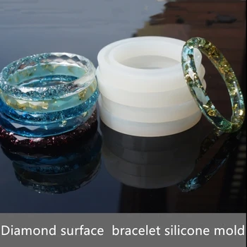 SNASAN 4pieces Diamant overflade fine brede 56mm 60mm Silikone Forme til smykker armbånd epoxy Harpiks skimmel Silicone Mould af DIY