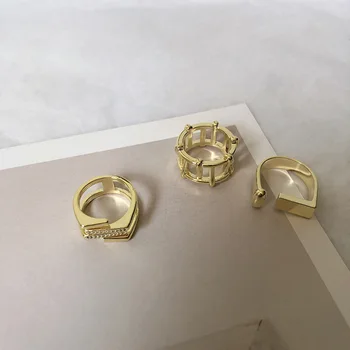 Kvinder Vintage Ringe Ins Geometriske Ring for Kvinder Crystal Finger ring Geo Smykker Femme Cuff ring Mode Bijoux
