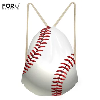 FORUDESIGNS 3D Baseball Print Polyester Snøre Tasker Teenager Piger Drenge Udendørs Sko, Taske, Rygsæk, Afslappet Kvinder String Sæk