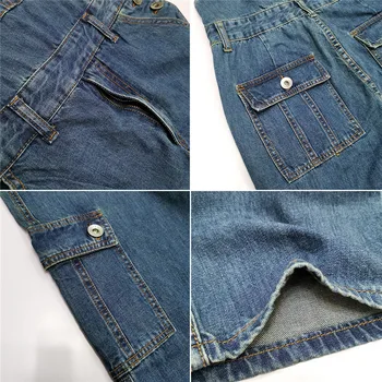 Jeans til Mænd Mænd ' s Denim Overalls Mænds Overalls Buksedragt Multi-lomme rem Lige bukser Blå jeans Plus size Overalls