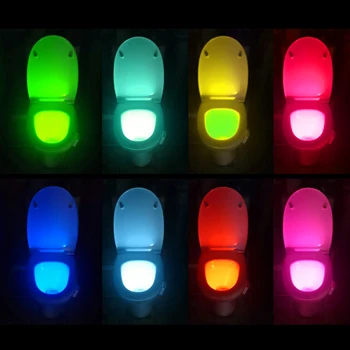 1stk PIR bevægelsesføler Toilet Sæde Nyhed-LED-lampe 8 Farver Auto Ændre Infrarød Induktion lys Skål Til Badeværelse belysning