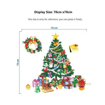Store juletræ Wall Stickers gaveæsker til Vinduet, Glas Kunst Klistermærker Design til børneværelset Hjem Dekoration vægoverføringsbilleder