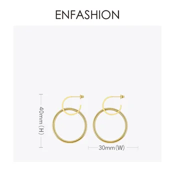 ENFASHION C Figur Cirkel Drop Øreringe Til Kvinder Guld Farve Rustfrit Stål Earings 2020 Mode Smykker Ferie Kolczyki E1178