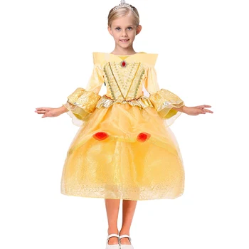 Børn Piger Bell Kostume Smarte Piger Skønheden og Udyret Kostume Belle Princess Princess Kjole til Fantasi julefrokost Kjole