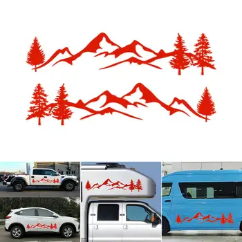 198*40CM RV Mærkat Træ Decal Mountain Scene bil Mærkat Skov Vinyl Grafik Kit Til Camper RV Trailer Tilbehør til Bilen