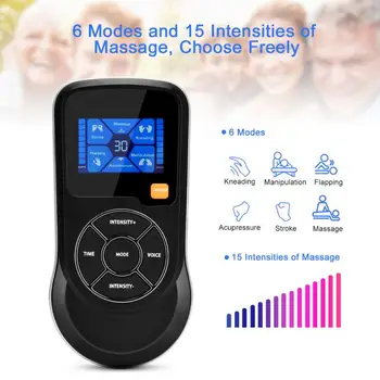 Smart Muskel Electrostimulator Control Voice Massage - 6-tilstande 15 intensitet niveauer med USB-Cha