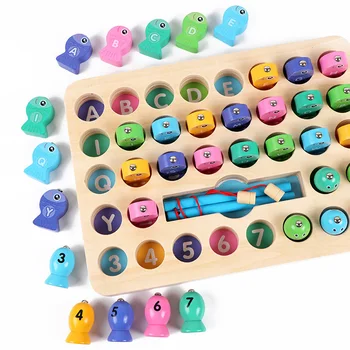 Nye Baby Træ-Montessori Legetøj Ciffer Alfabet Magnetiske Fiskeri Legetøj, Spil, Puslespil, Legetøj Tidlig Pædagogisk Legetøj for Børn Gaver