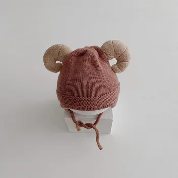 MILANCEL 2020 vinter baby hat får style drenge strik hat animal style piger hat 2 farver-baby tilbehør