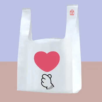 100pcs/masse Supermarked Shopping plastikposer Nye Materiat Vest tasker Gave Kosmetiske Tasker emballage til Fødevarer taske