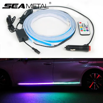 Bilen Indvendigt Lys LED Auto Døren Velkommen Lampe Fleksibel Strimler Fjernbetjening RGB-Farve Underglow Undervognen System Neon Lys