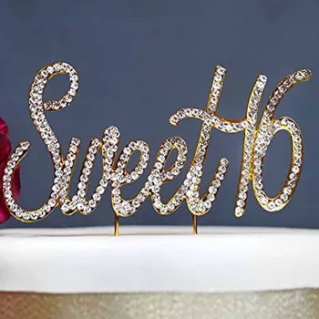 Guld sølv Sweet 16 Cake Topper dreng pige 16 års Fødselsdag Fest, Jubilæum tabel centerpieces Dekoration fordel Levering Tilbehør