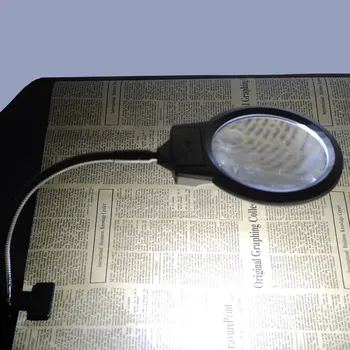 LED Tændte Lampe Klip På Skrivebordet Belyst Forstørrelsesglas Forstørrelsesglas Læsning Lup Metal Slange Top Skrivebord Lup Med Klemme