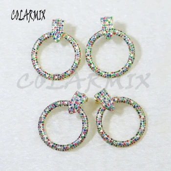 5 Par Store runde dingle øreringe crystal øreringe krystal smykker zircon tilbehør til mænd-smykker til piger 5816