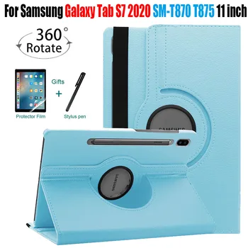For Samsung Galaxy Tab S7-11 tommer Tilfælde SM-T870 SM-T7875 SM-T876 T870 T875 Tablet Cover 360 Roterende Beslag Flip Læder Cover