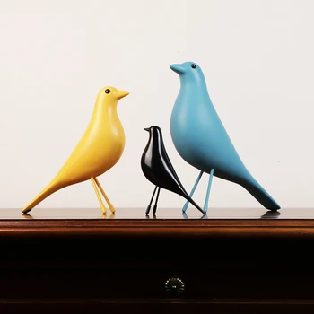 Kreative fugle Figurer Håndværk Sort/hvid resinas planas de personajes birdie fe haven miniaturer nordisk boligindretning