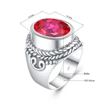 Ægte 925 Sterling Sølv Herre Ringe Ruby Stor Sølv Ring For Kvinder Klassisk Skinnende Ædelstene Wedding Party Mode Smykker Fabrik