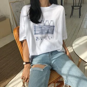 Harajuku Style T-shirten til Kvinder Forår, Sommer Mode Korte Ærmer Rund Hals Kvinder Toppe Slim Fit T-shirts Kvinde