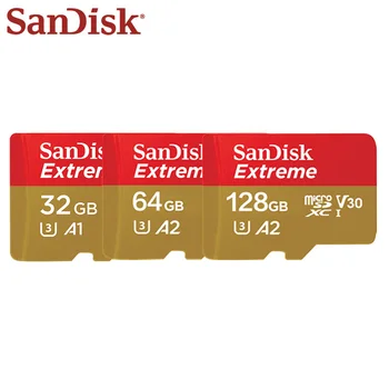 SanDisk Extreme Memory Card 32GB, 64GB Micro-SD-Kort med Høj Hastighed U3 A1 4K UHS-1 V30 TF-Kort, Microsd-Kort 128GB