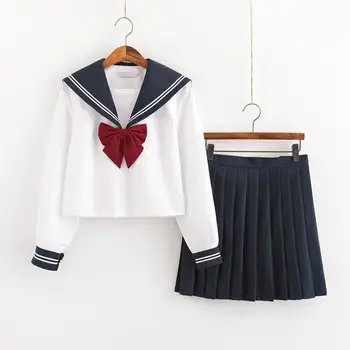 Japansk Skole Uniform Nederdel Sømand, Tøj, Kostumer JK Uniform Passer til Piger Plisseret Nederdel Anime Cosplay Schoolgirl Uniform Toppe