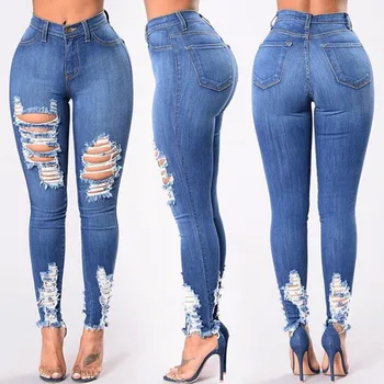 Fashion Jeans Kvinder Denim Hul Kvindelige High Waist Stretch Slank Sexet Blyant Bukser Mødre Kvindelige Kæreste For Kvinder calcas jeans