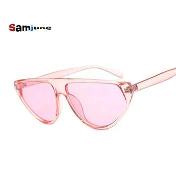 Samjune Retro Tyk Ramme Cat Eye Pink Solbriller Kvinder Sol Briller Til Mænd Designer Mirror Linse Cat Eye Briller Til Kvinder Oculos