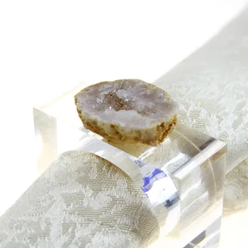Gratis forsendelse fysiske agat crystal servietring, bulk servietholder til bryllup 4 stk