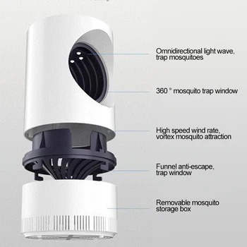 Led Mosquito Killer Lampe, UV-Nat Lys USB-Insekt Killer Bug Zapper Myg Fælde Lanterne Afvisende Lampe Lys Killer Brug i Hjemmet