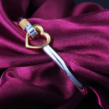 YANHUI Oprindelige Ren 925 sterling Sølv Hjerte Form Cuff armbånd Armbånd Passer Til Kvinder Pige Gave Af Kærlighed XRXB223