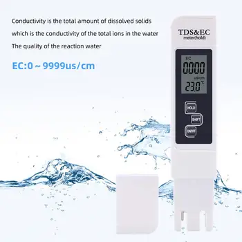 10STK/MASSE TDS Tester, EF meter, ledningsevne meter, vand værktøj til måling af,Funktion 3 i 1, 0-5000ppm,Høj Kvalitet
