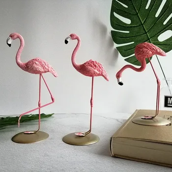 Pink Simulering Flamingoer Naturtro Dyr Harpiks for Fotografering, Optagelse Rekvisitter Foto Dekorationer Elementer Studio Hjem Pynt