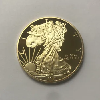 5 Stk Frihed 2020 Badge statue 24K Guld Belagt 40 mm Dyr ealge souvenir mønter drop shipping acceptabelt mønt